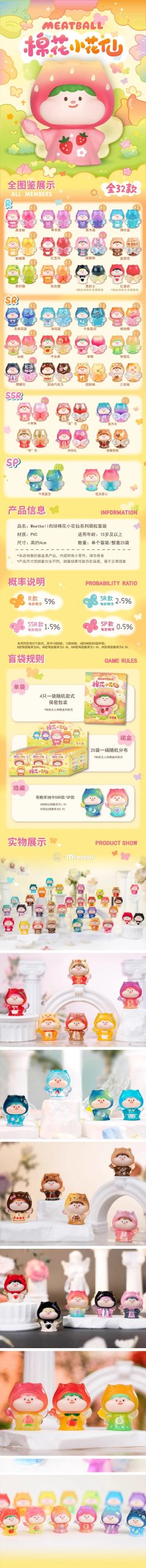 Meatball Cotton Fairy Mini Beans Series Figures, Blind Box - Image 2