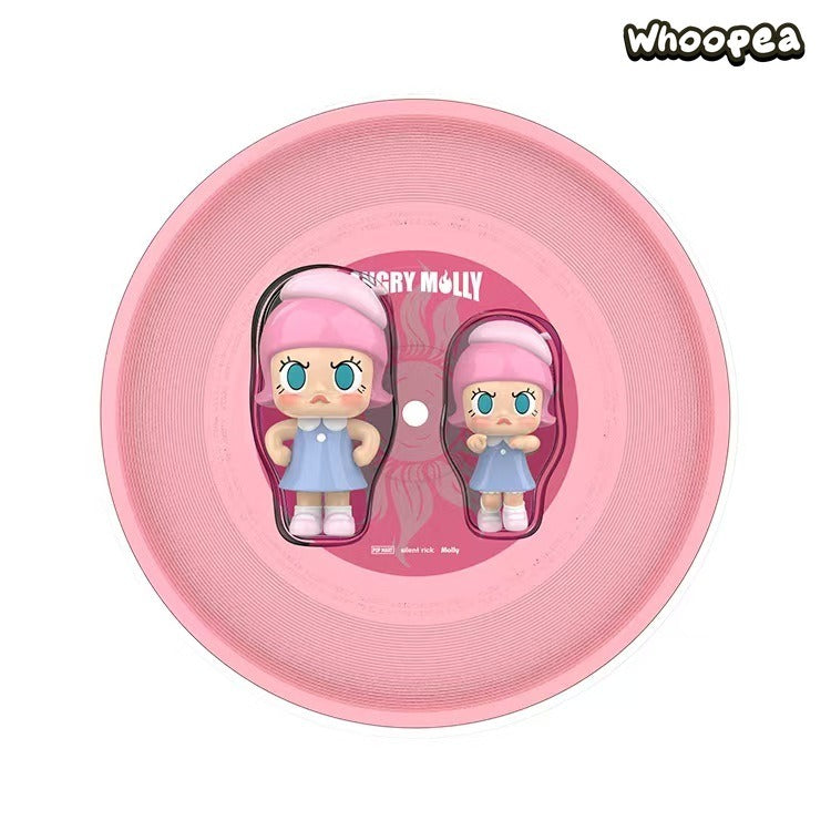 POP MART MOLLY 20th Anniversary Angry Molly Single Record Set "Re" Series Figure Hanging Card