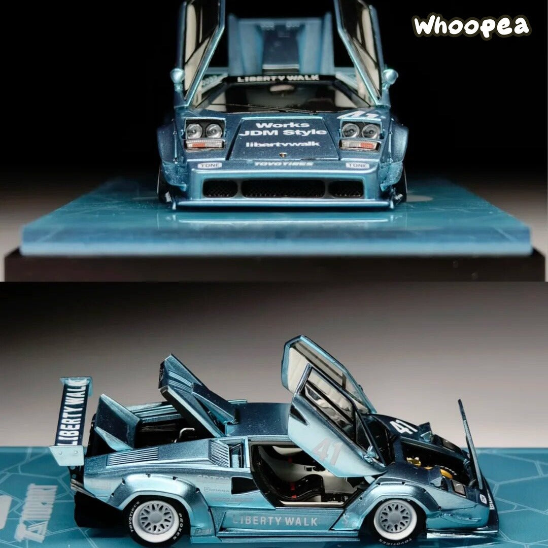 TopArt 1:64 LBWK Lamborghini Countach Widebody (TMCS 2026 Malaysia Event Exclusive - Ice Blue) - Image 2