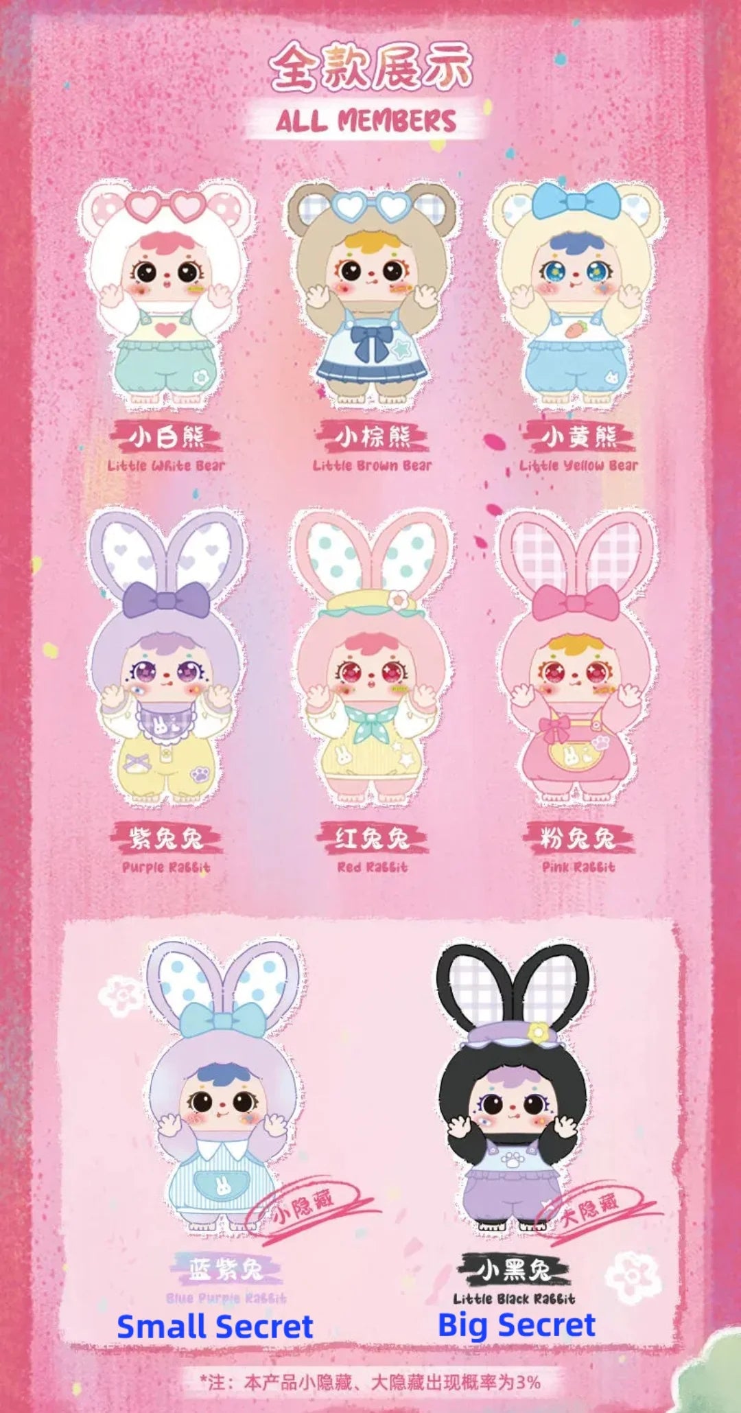 Samuel-V2 400% Little Bear And Little Rabbit's Happy Picnic Series Plush Dolls, Blind Box - Image 3
